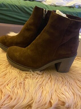 OROSCURO Ankle boots Women's Brown Suede Ankle Boots with Block heel retail 325